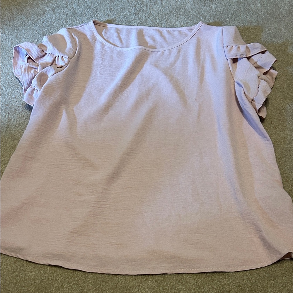 Pink Ruffle Sleeve Blouse